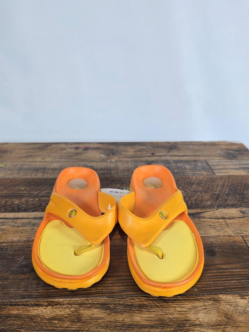 Kids Orange & Yellow Flip Flops Slide Sandals Size 5